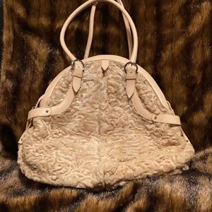 Salvatore Ferragamo Persian neutral lamb fur shoulder bag.Damaged Fur.Authentic